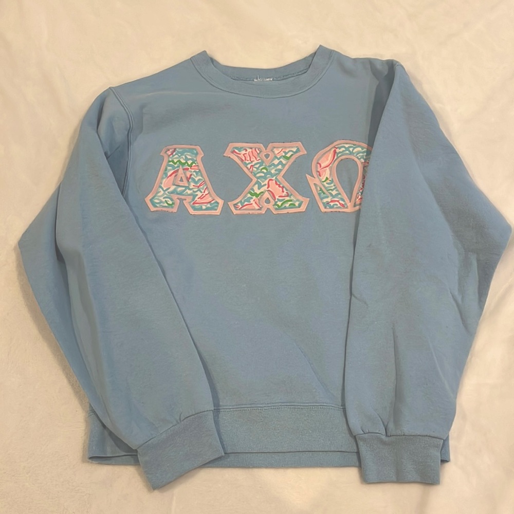 AXO (Alpha chi omega) stitch letter sweatshirt